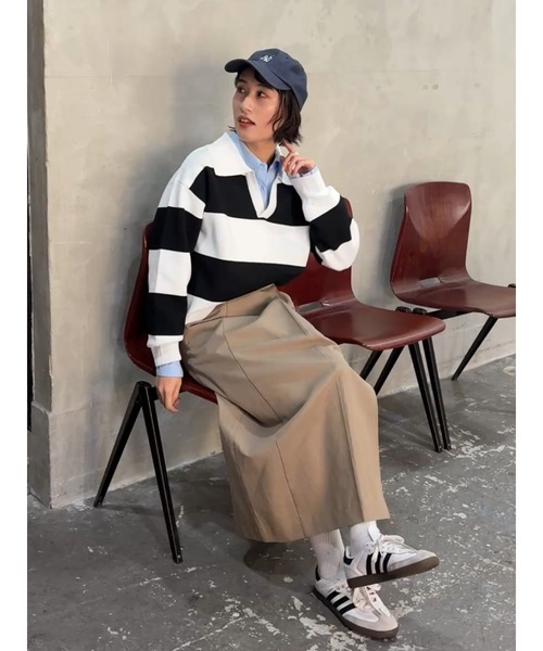 Te chichi(テチチ)の「サイドベルトチノタイトスカート《2026 spring catalog item》(スカート・レディース・オフホワイト/ベージュ/ネイビー・F)」の2枚目の写真