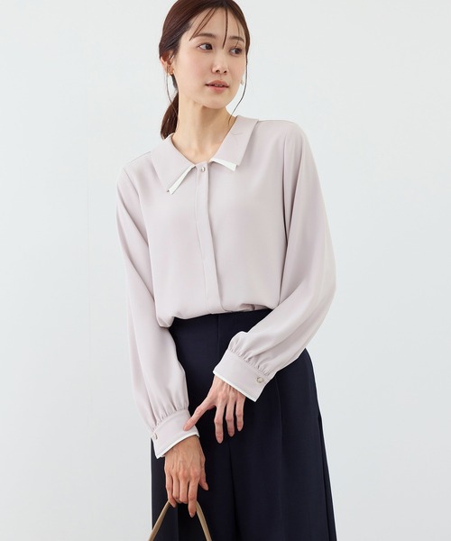 ROPE' PICNIC（ロペピクニック）の「配色ダブルカラーブラウス（シャツ/ブラウス・レディース・チャコールグレー/ピンク/ホワイト系その他・FREE）」の21枚目の写真