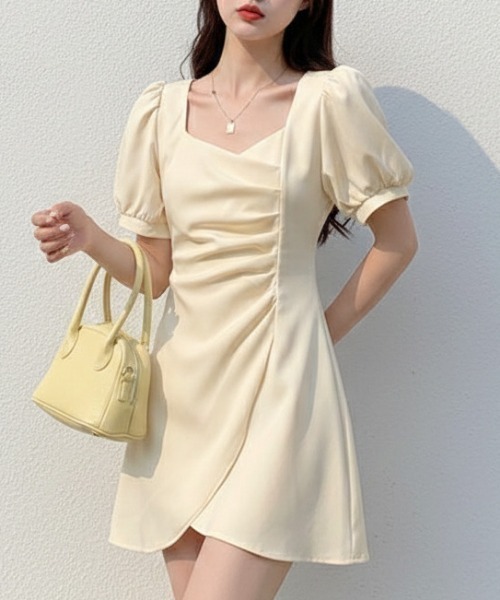 NANEA(ナネア)の「フレンチガーリーアシンメトリーワンピース(ワンピース・レディース・ブラック/ホワイト・MEDIUM/SMALL)」の3枚目の写真