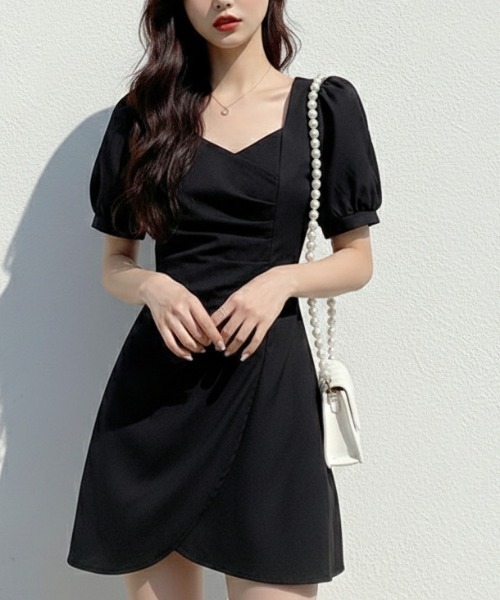 NANEA(ナネア)の「フレンチガーリーアシンメトリーワンピース(ワンピース・レディース・ブラック/ホワイト・MEDIUM/SMALL)」の16枚目の写真