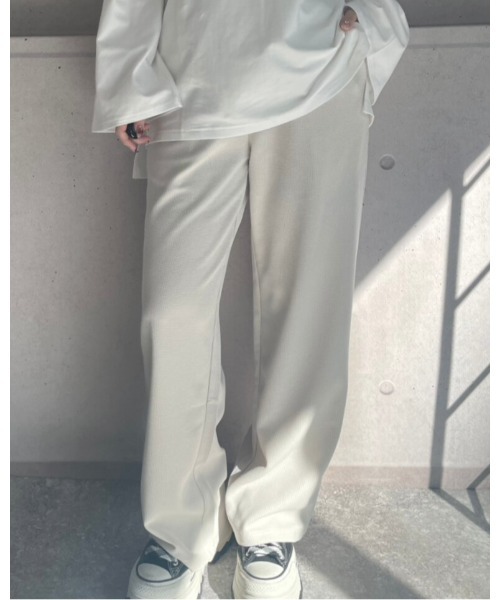 amini（アミニ）の「ワッフルイージーパンツ（その他パンツ・レディース・杢グレー/アイボリー/ブラック・MEDIUM）」の6枚目の写真