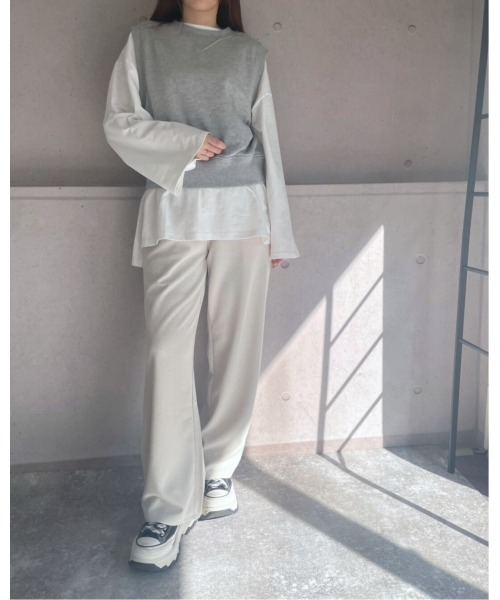 amini（アミニ）の「ワッフルイージーパンツ（その他パンツ・レディース・杢グレー/アイボリー/ブラック・MEDIUM）」の8枚目の写真