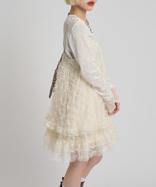 w closet（ダブルクローゼット）の「チュールリボンミニキャミワンピース（ワンピース・レディース・ブラック/アイボリー・FREE）」の14枚目の写真