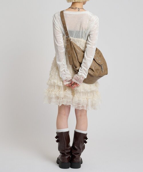 w closet（ダブルクローゼット）の「チュールリボンミニキャミワンピース（ワンピース・レディース・ブラック/アイボリー・FREE）」の18枚目の写真