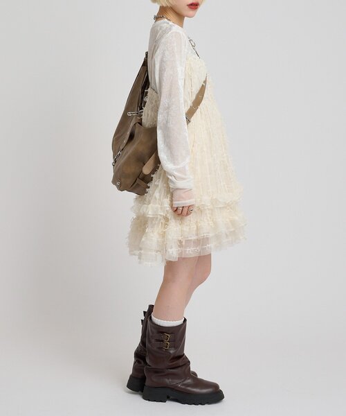 w closet（ダブルクローゼット）の「チュールリボンミニキャミワンピース（ワンピース・レディース・ブラック/アイボリー・FREE）」の19枚目の写真