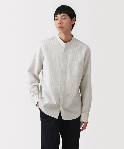 無印良品（ムジルシリョウヒン）の「紳士 ヘンプコットンスタンドカラー長袖シャツ（シャツ/ブラウス・メンズ・ホワイト/グレー系1/サックスブルー系/ブラック/ライトピンク/グレー系/ブルー・S/L/XL/M）」の4枚目の写真