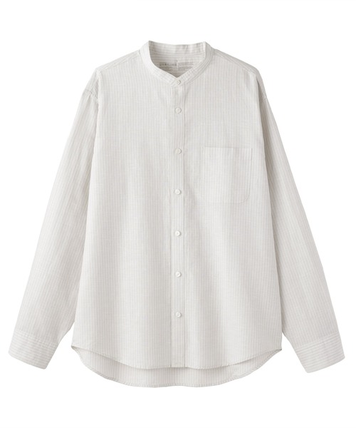 無印良品（ムジルシリョウヒン）の「紳士 ヘンプコットンスタンドカラー長袖シャツ（シャツ/ブラウス・メンズ・ホワイト/グレー系1/サックスブルー系/ブラック/ライトピンク/グレー系/ブルー・S/L/XL/M）」の17枚目の写真