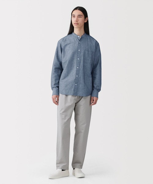 無印良品（ムジルシリョウヒン）の「紳士 ヘンプコットンスタンドカラー長袖シャツ（シャツ/ブラウス・メンズ・ホワイト/グレー系1/サックスブルー系/ブラック/ライトピンク/グレー系/ブルー・S/L/XL/M）」の19枚目の写真