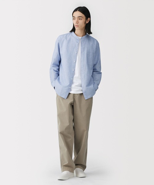 無印良品（ムジルシリョウヒン）の「紳士 ヘンプコットンスタンドカラー長袖シャツ（シャツ/ブラウス・メンズ・ホワイト/グレー系1/サックスブルー系/ブラック/ライトピンク/グレー系/ブルー・S/L/XL/M）」の22枚目の写真