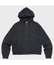 ハッシュスタッズワッフルフリルフードジップアップ_2COLOR