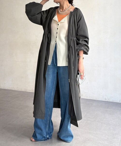 DouDou(ドゥドゥ)の「【WEB限定】バルーンスリーブドロストコート(その他アウター・レディース・チャコールグレー/ベージュ・FREE)」の5枚目の写真