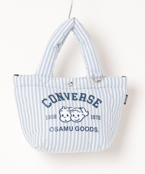 OSAMU GOODS(オサムグッズ)の「CONVERSE/コンバース CV OG STRIPE PUFFING LUNCH TOTE(トートバッグ・レディース・ピンク/グリーン/イエロー/サックスブルー・ONE SIZE)」の3枚目の写真