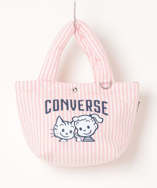 OSAMU GOODS(オサムグッズ)の「CONVERSE/コンバース CV OG STRIPE PUFFING LUNCH TOTE(トートバッグ・レディース・ピンク/グリーン/イエロー/サックスブルー・ONE SIZE)」の4枚目の写真