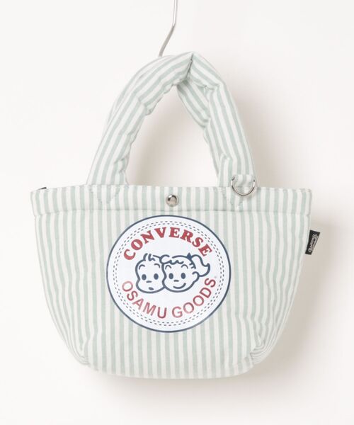 OSAMU GOODS(オサムグッズ)の「CONVERSE/コンバース CV OG STRIPE PUFFING LUNCH TOTE(トートバッグ・レディース・ピンク/グリーン/イエロー/サックスブルー・ONE SIZE)」の2枚目の写真