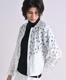 RAW FUDGE（ローファッジ）の「リブ切替レースノーカラージャケット（ノーカラージャケット）」