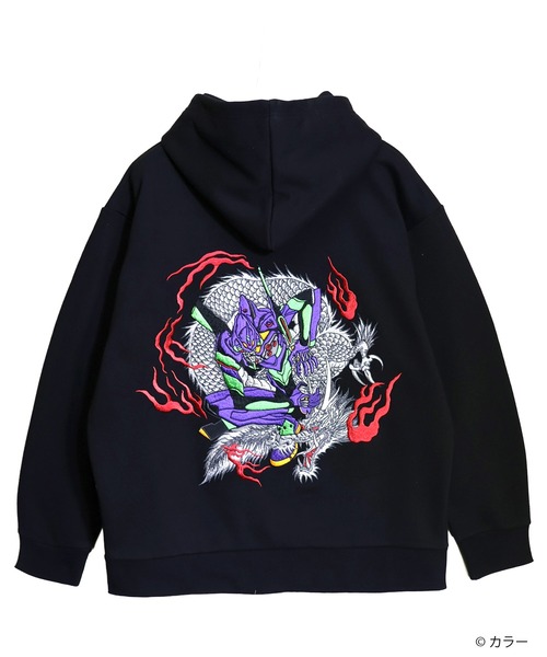 PANDIESTA（パンディエスタ）の「EVANGELION×錦 / ヱヴァンゲリヲン×ニシキ　初号機×火龍パーカー(M2)（パーカー・メンズ・ブラック・XXL/XL/L/M）」の6枚目の写真