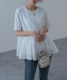 refinedworks | 【refinedworks】異素材 ドッキング ペプラム シルエット プルオーバー！(Tシャツ/カットソー)