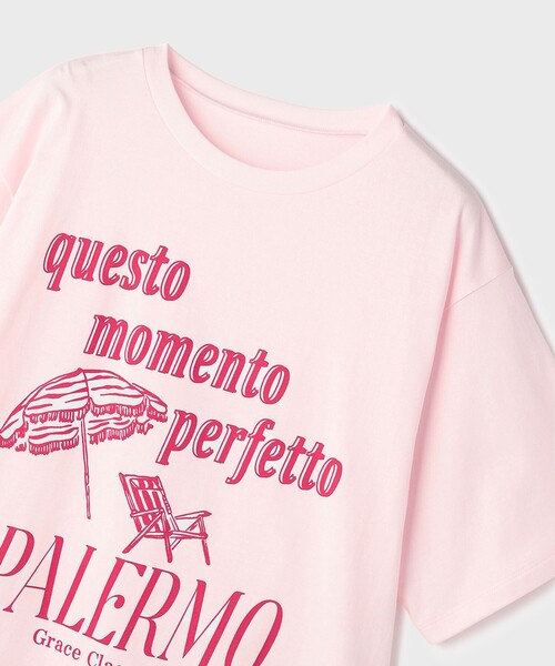 GRACE CLASS（グレースクラス）の「リゾートビーチTシャツ（Tシャツ/カットソー・レディース・ピンク/ホワイト・36）」の12枚目の写真