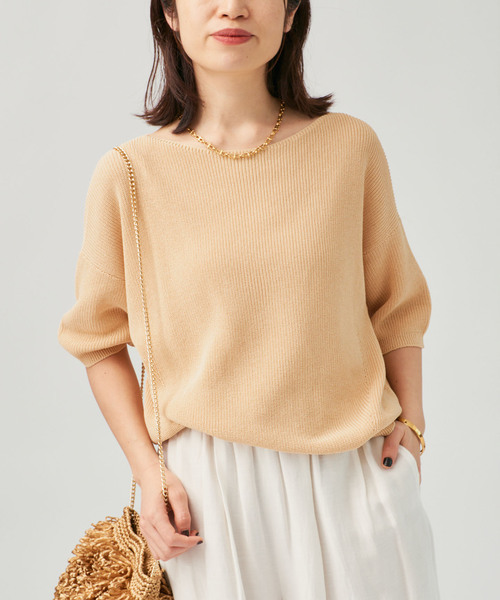 VERMEIL par iena（ヴェルメイユパーイエナ）の「畔ワイドネックオーバープルオーバー（ニット/セーター・レディース・ウッド/ホワイト/ライトイエロー・FREE）」の3枚目の写真