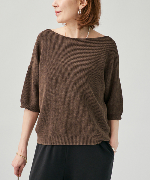 VERMEIL par iena（ヴェルメイユパーイエナ）の「畔ワイドネックオーバープルオーバー（ニット/セーター・レディース・ウッド/ホワイト/ライトイエロー・FREE）」の2枚目の写真