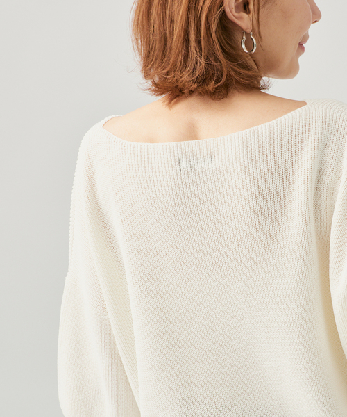 VERMEIL par iena（ヴェルメイユパーイエナ）の「畔ワイドネックオーバープルオーバー（ニット/セーター・レディース・ウッド/ホワイト/ライトイエロー・FREE）」の4枚目の写真