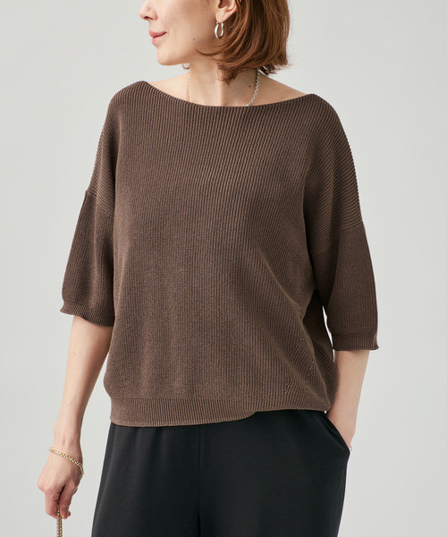 VERMEIL par iena（ヴェルメイユパーイエナ）の「畔ワイドネックオーバープルオーバー（ニット/セーター・レディース・ウッド/ホワイト/ライトイエロー・FREE）」の8枚目の写真