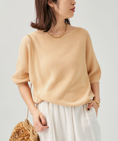 VERMEIL par iena（ヴェルメイユパーイエナ）の「畔ワイドネックオーバープルオーバー（ニット/セーター・レディース・ウッド/ホワイト/ライトイエロー・FREE）」の16枚目の写真