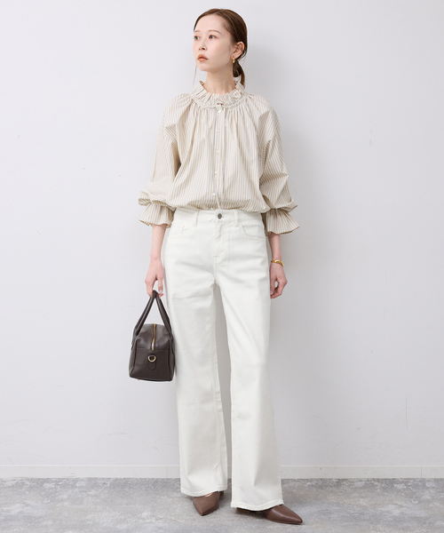 SLOBE IENA(スローブイエナ)の「《追加》HEALTHY DENIM/ヘルシーデニム SLOBE別注 Quiche(デニムパンツ・レディース・ホワイト/ブルー・22cm/25cm/24cm)」の3枚目の写真