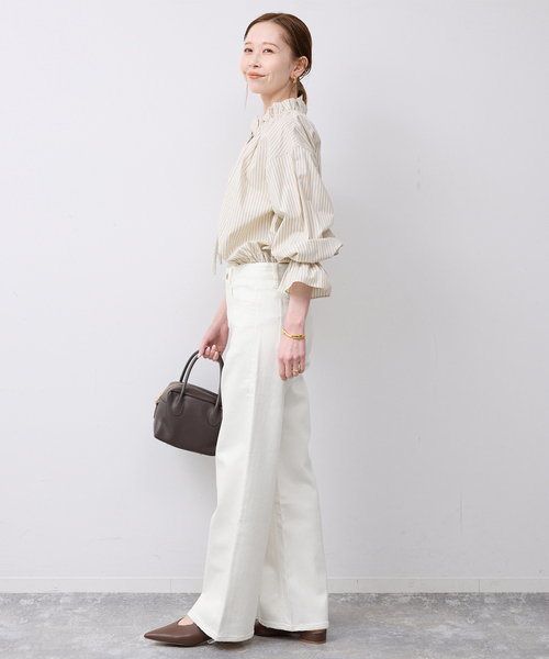 SLOBE IENA(スローブイエナ)の「《追加》HEALTHY DENIM/ヘルシーデニム SLOBE別注 Quiche(デニムパンツ・レディース・ホワイト/ブルー・22cm/25cm/24cm)」の4枚目の写真