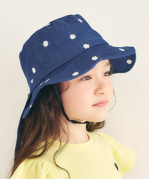 apres les cours（アプレレクール）の「【UVカット/撥水加工/接触冷感】日よけリボン付きスカラップハット（ハット・キッズ・ピンク/インディゴブルー/アイボリー・56/54/52/50/48）」の4枚目の写真