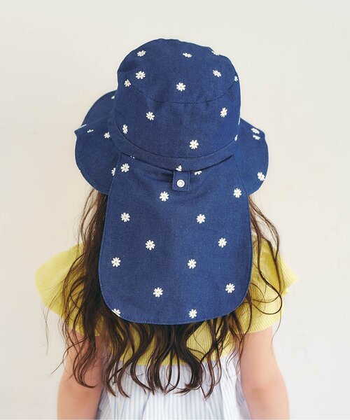 apres les cours（アプレレクール）の「【UVカット/撥水加工/接触冷感】日よけリボン付きスカラップハット（ハット・キッズ・ピンク/インディゴブルー/アイボリー・56/54/52/50/48）」の6枚目の写真