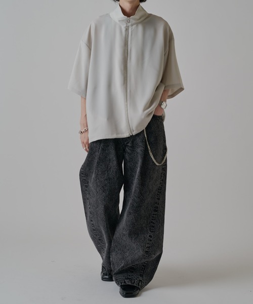 Lui's(ルイス)の「ショートスリーブオーバーZIPシャツ(シャツ/ブラウス・メンズ・ブラック/チャコールグレー/ライトグレー・S/M)」の18枚目の写真