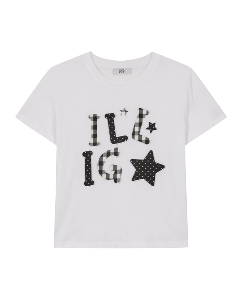 ILLIGO(イリゴ)の「チェックアプリケルーズクロップTシャツホワイト(Tシャツ/カットソー・レディース・ホワイト・OS)」の5枚目の写真