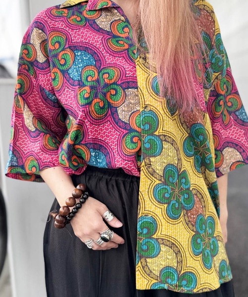 チャイハネ（チャイハネ）の「【チャイハネ】イジェオマMEN'S開襟シャツ（シャツ/ブラウス・メンズ・ピンク/グリーン・FREE）」の11枚目の写真