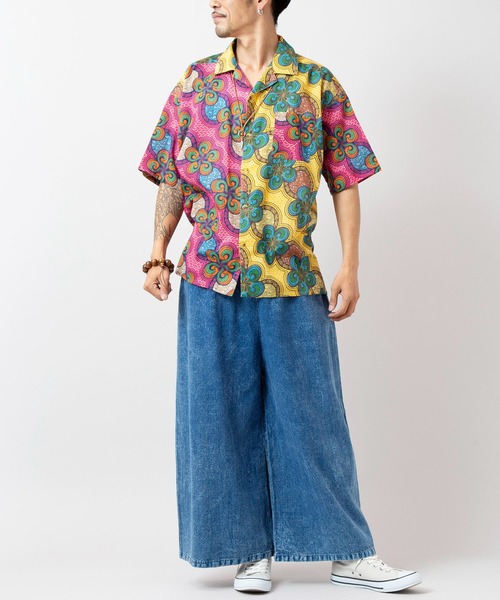 チャイハネ（チャイハネ）の「【チャイハネ】イジェオマMEN'S開襟シャツ（シャツ/ブラウス・メンズ・ピンク/グリーン・FREE）」の4枚目の写真