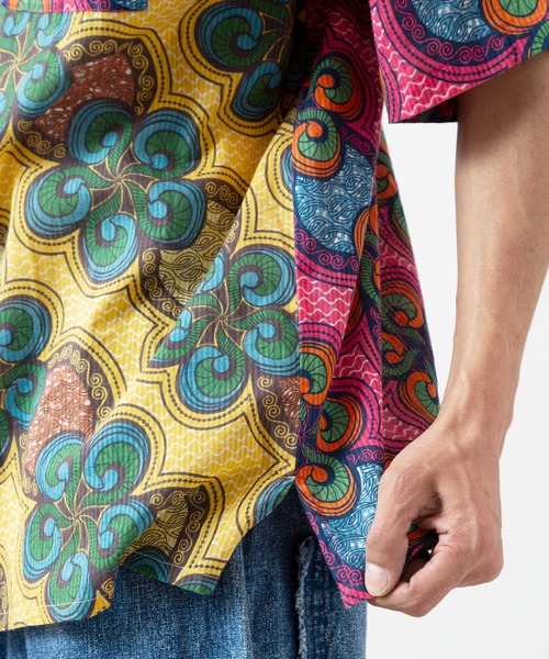 チャイハネ（チャイハネ）の「【チャイハネ】イジェオマMEN'S開襟シャツ（シャツ/ブラウス・メンズ・ピンク/グリーン・FREE）」の7枚目の写真