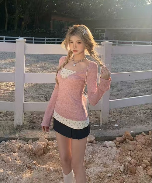 AsheKsha(アシクシャ)の「優しい印象で若々しく見えるシルエットトップス(Tシャツ/カットソー・レディース・ピンク・M)」の2枚目の写真
