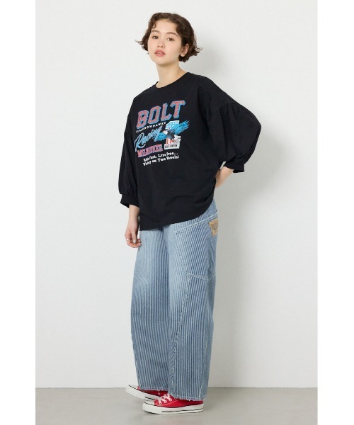 RODEO CROWNS WIDE BOWL(ロデオクラウンズワイドボウル)の「Various バルーンスリーブTシャツ(Tシャツ/カットソー・レディース・オフホワイト/ブラック/ネイビー/オレンジ・FREE)」の8枚目の写真