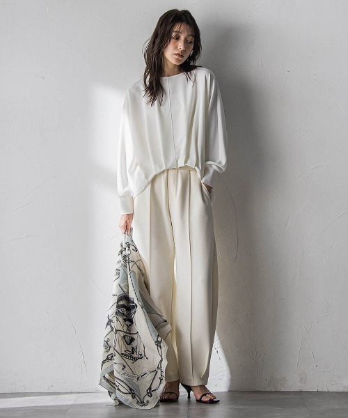 MAYSON GREY（メイソングレイ）の「“ 叶える ” タックヘムドルマンショートプルオーバー（Tシャツ/カットソー・レディース・ブルー/ネイビー/ホワイト・M）」の10枚目の写真