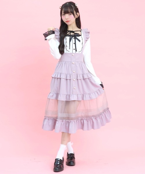 Secret Honey(シークレットハニー)の「ヨークピンタックフリルカットソー(Tシャツ/カットソー・レディース・ブラック/オフホワイト・FREE)」の3枚目の写真