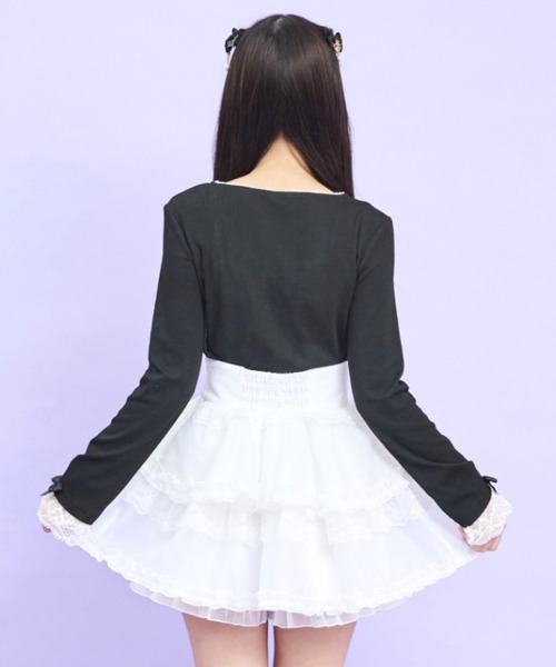 Secret Honey(シークレットハニー)の「ヨークピンタックフリルカットソー(Tシャツ/カットソー・レディース・ブラック/オフホワイト・FREE)」の8枚目の写真