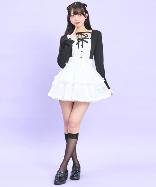 Secret Honey(シークレットハニー)の「ヨークピンタックフリルカットソー(Tシャツ/カットソー・レディース・ブラック/オフホワイト・FREE)」の6枚目の写真