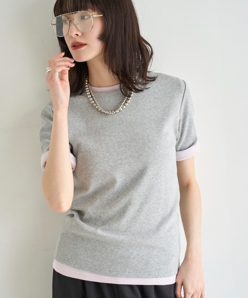 meilmada(メイルマダ)の「2点SET レイヤードTシャツ(Tシャツ/カットソー・レディース・グレー/チャコールグレー・FREE)」の3枚目の写真