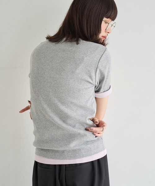meilmada(メイルマダ)の「2点SET レイヤードTシャツ(Tシャツ/カットソー・レディース・グレー/チャコールグレー・FREE)」の6枚目の写真