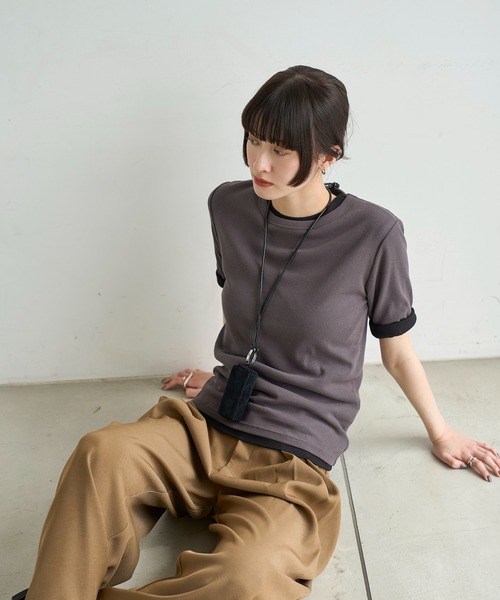 meilmada(メイルマダ)の「2点SET レイヤードTシャツ(Tシャツ/カットソー・レディース・グレー/チャコールグレー・FREE)」の16枚目の写真