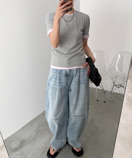 meilmada(メイルマダ)の「2点SET レイヤードTシャツ(Tシャツ/カットソー・レディース・グレー/チャコールグレー・FREE)」の10枚目の写真