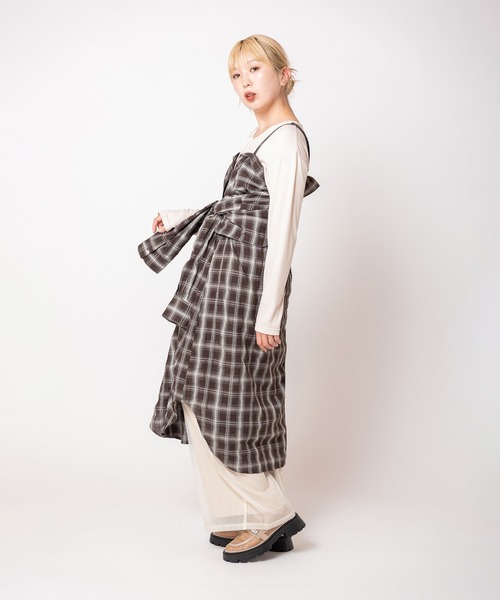 OSMOSIS(オズモーシス)の「2WAYチェックロングシャツブラウス(シャツ/ブラウス・レディース・ブラウン/ダークブラウン/ブラック・ONE SIZE)」の20枚目の写真