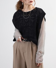 BRODIAEA（ブローディア）の「BRODIAEA 透かし編み綿混ベスト 日本製（ベスト）」