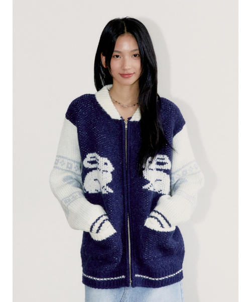 OAFISH(オアフィッシュ)の「COWICHAN KNIT ZIP-UP CARDIGAN, NAVY(カーディガン/ボレロ・レディース・その他・FREE)」の1枚目の写真