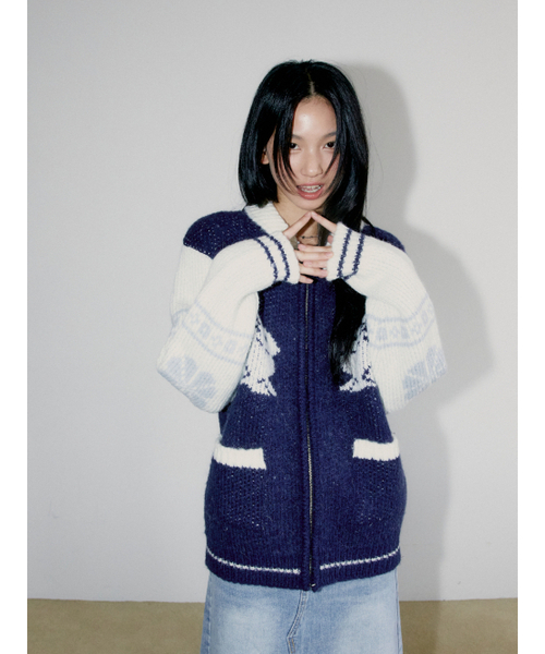 OAFISH(オアフィッシュ)の「COWICHAN KNIT ZIP-UP CARDIGAN, NAVY(カーディガン/ボレロ・レディース・その他・FREE)」の4枚目の写真